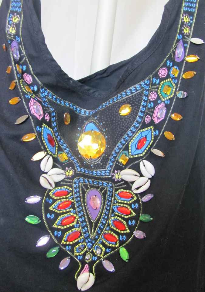 large image of art item: bag – black crystals colorful