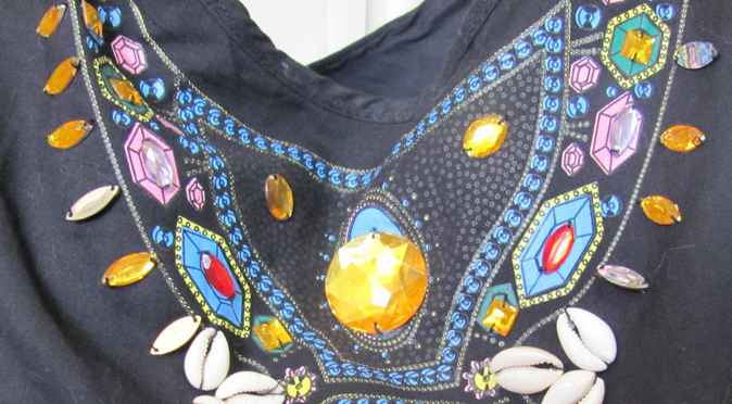 large image of art item: bag – black crystals colorful