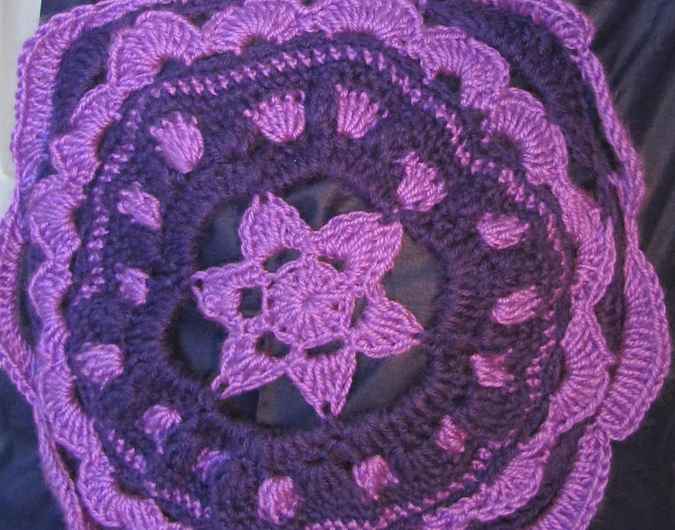 large image of art item: bag – black flower purple crochet