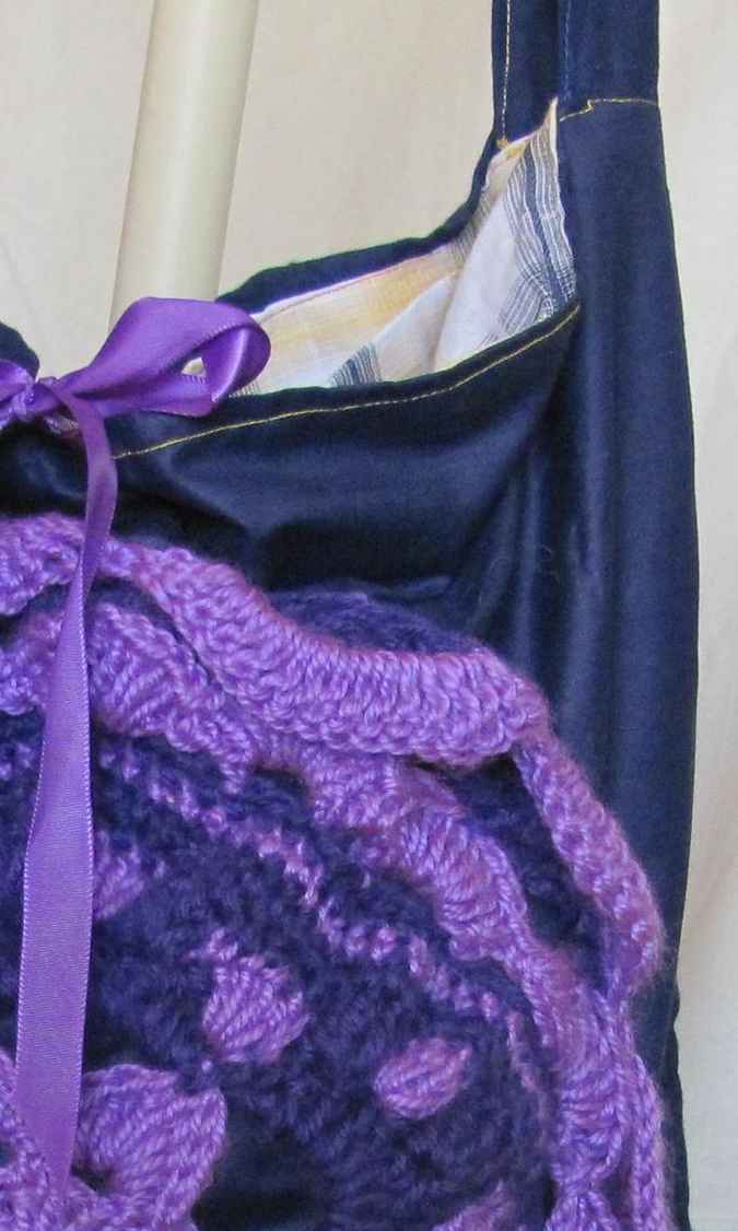 large image of art item: bag – black flower purple crochet