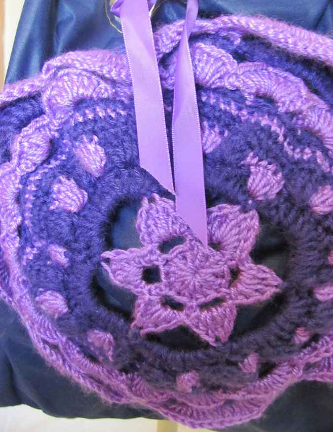 large image of art item: bag – black flower purple crochet
