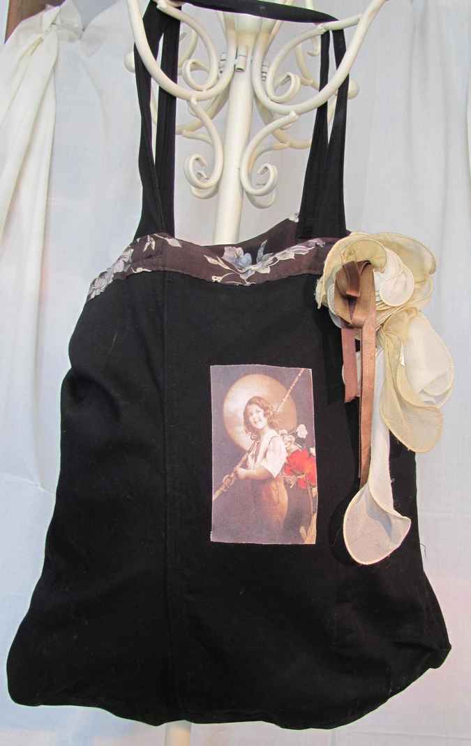 large image of art item: bag – black flowergirl