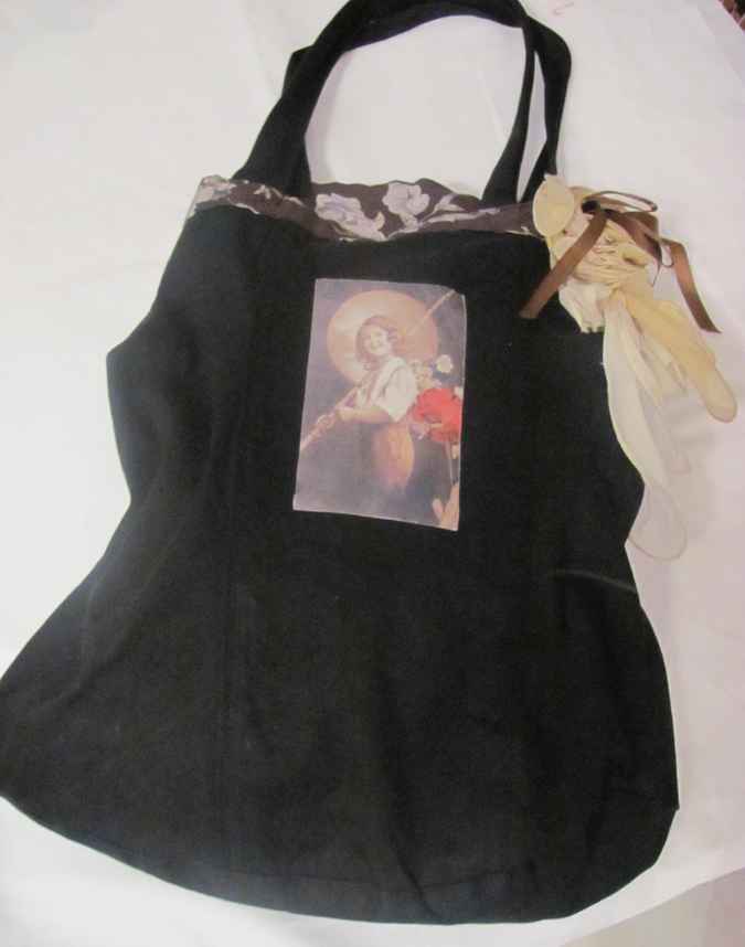 large image of art item: bag – black flowergirl