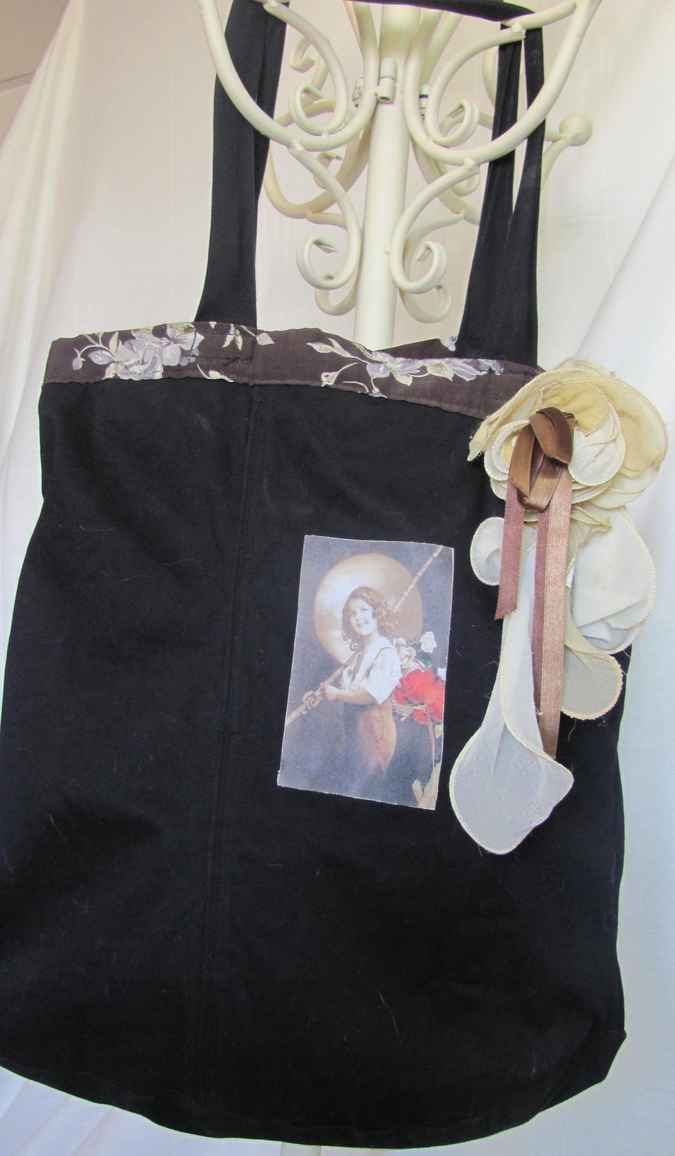 large image of art item: bag – black flowergirl
