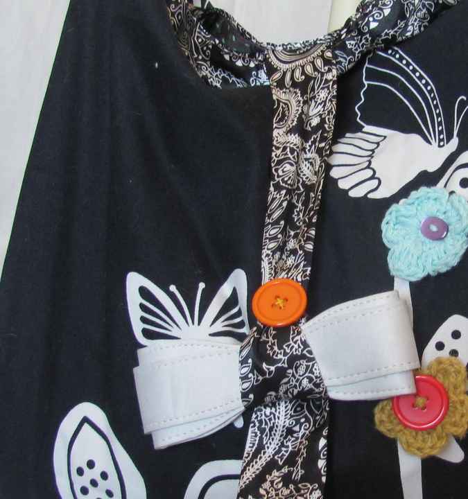 large image of art item: bag – black motif butterflies flowers crochet