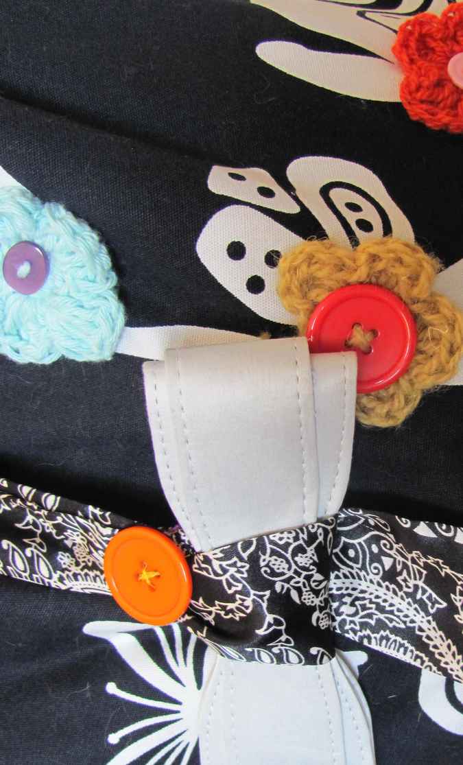 large image of art item: bag – black motif butterflies flowers crochet