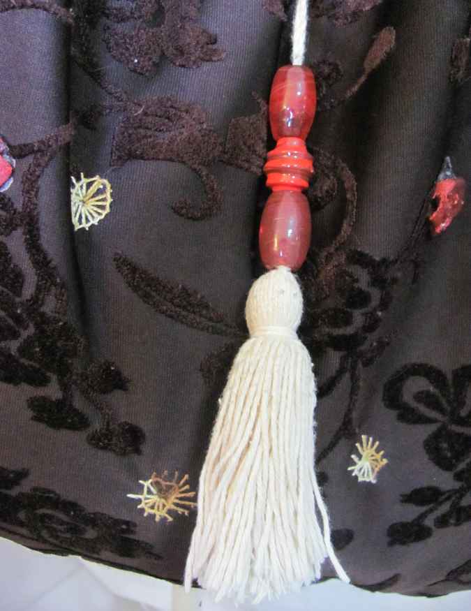 large image of art item: bag – brown motif flower black butterfly red
