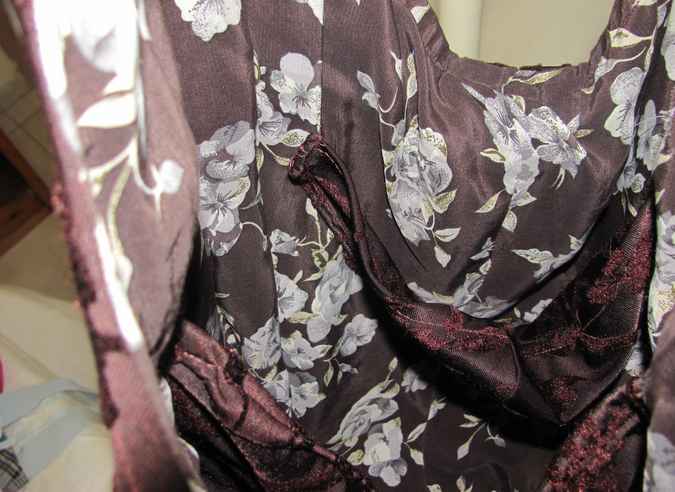 large image of art item: bag – brown motif flower black butterfly red