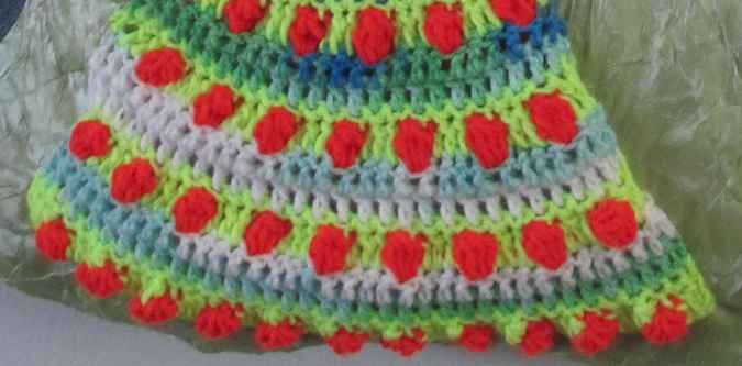 large image of art item: bag – blue crochet arcs colorful