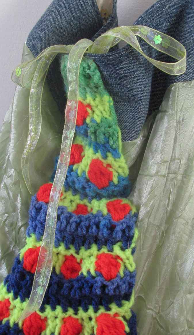 large image of art item: bag – blue crochet arcs colorful