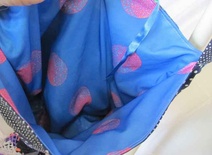 large image of art item: bag – blue cyan quiltwork squares