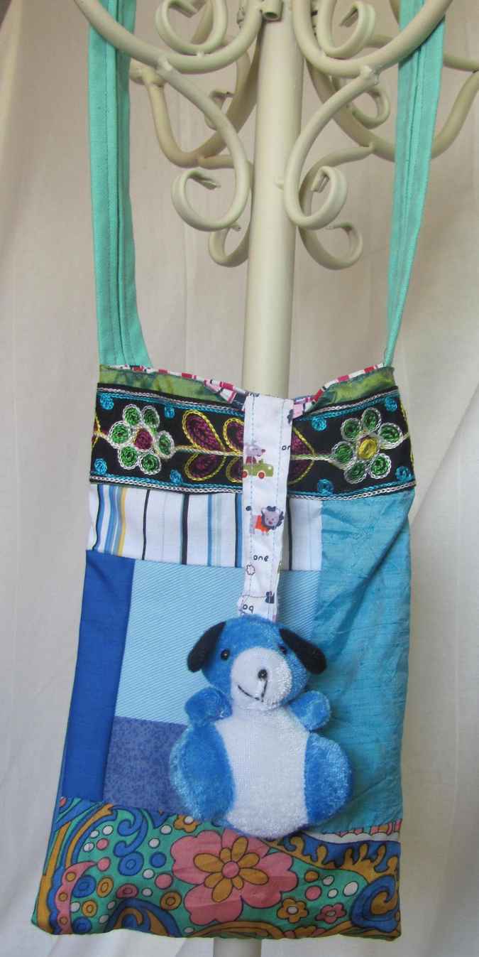 large image of art item: bag – blue fuzzy dog