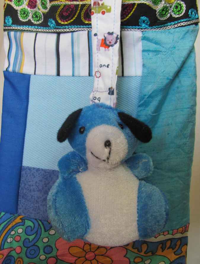 large image of art item: bag – blue fuzzy dog