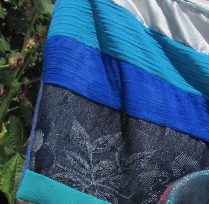 large image of art item: bag – blue quilt stripes flower crochet