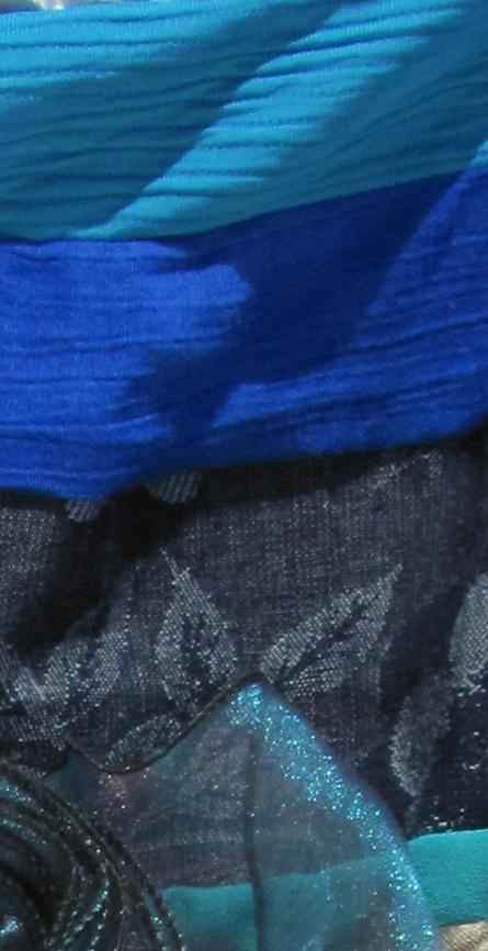 large image of art item: bag – blue quilt stripes flower crochet