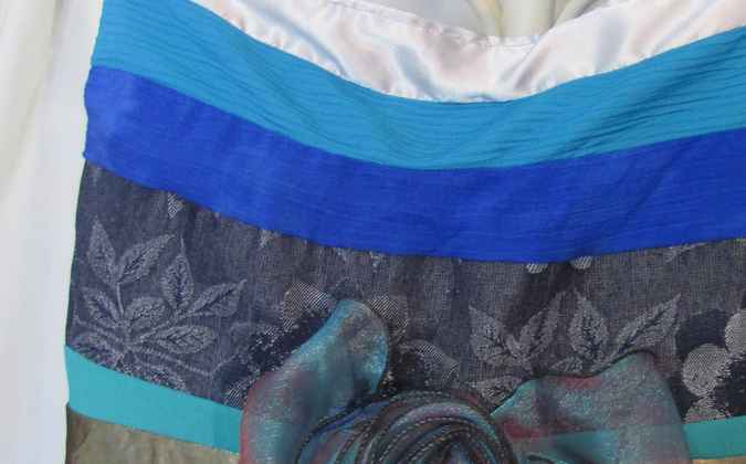 large image of art item: bag – blue quilt stripes flower crochet