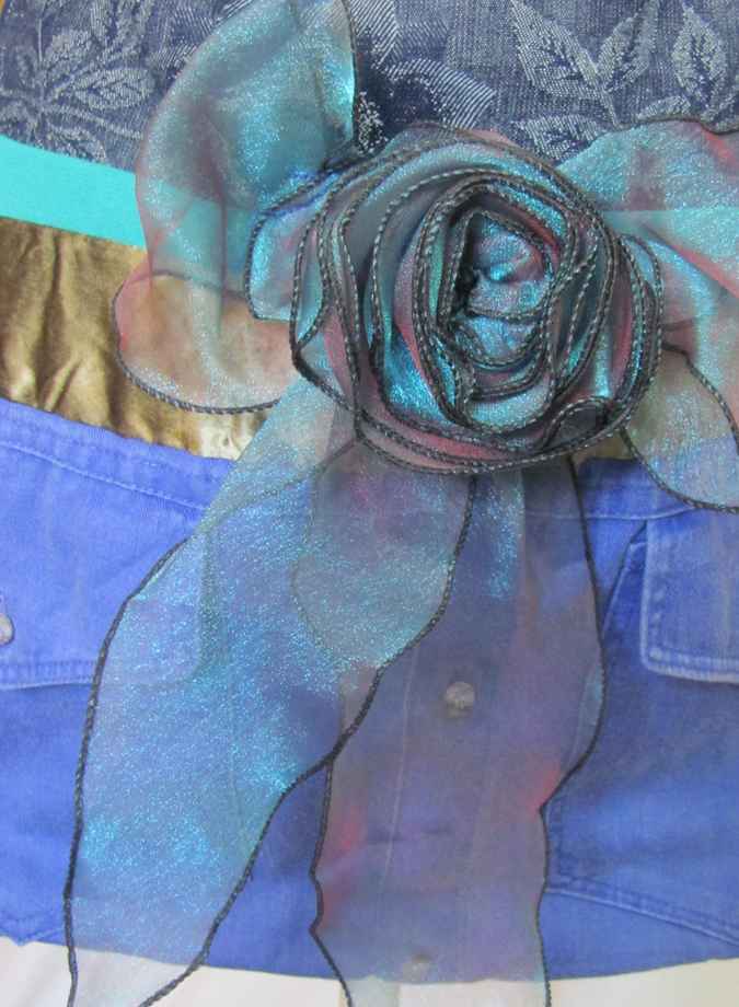 large image of art item: bag – blue quilt stripes flower crochet