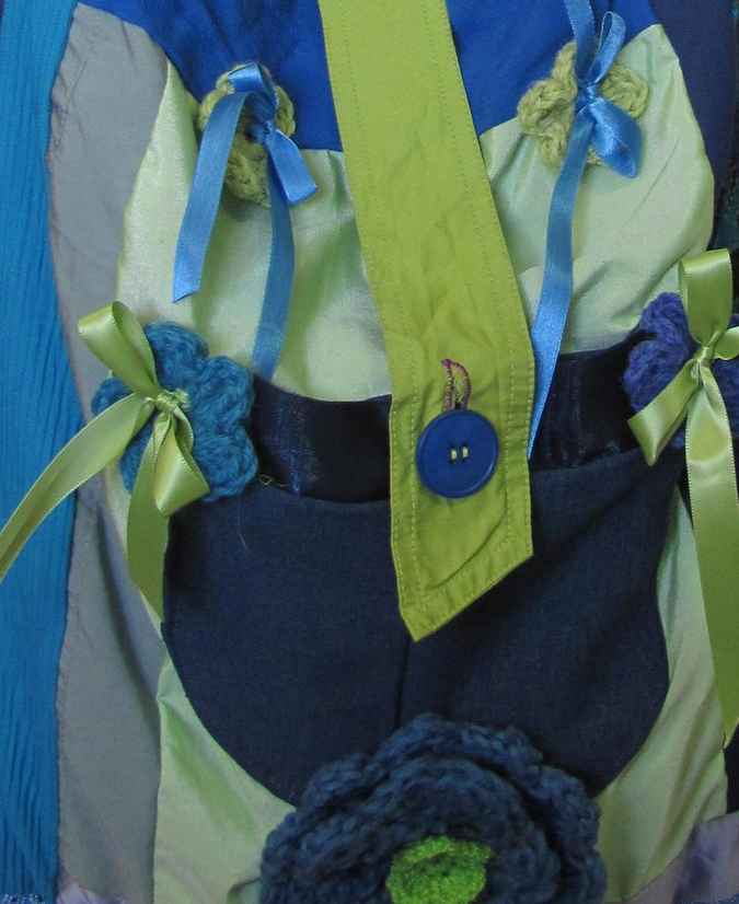 large image of art item: bag – blue quiltwork green blue