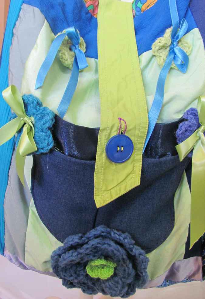 large image of art item: bag – blue quiltwork green blue