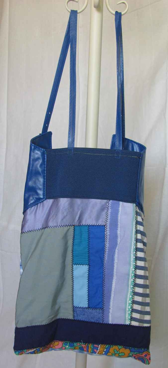 large image of art item: bag – blue quiltwork leathery top blue with buckles