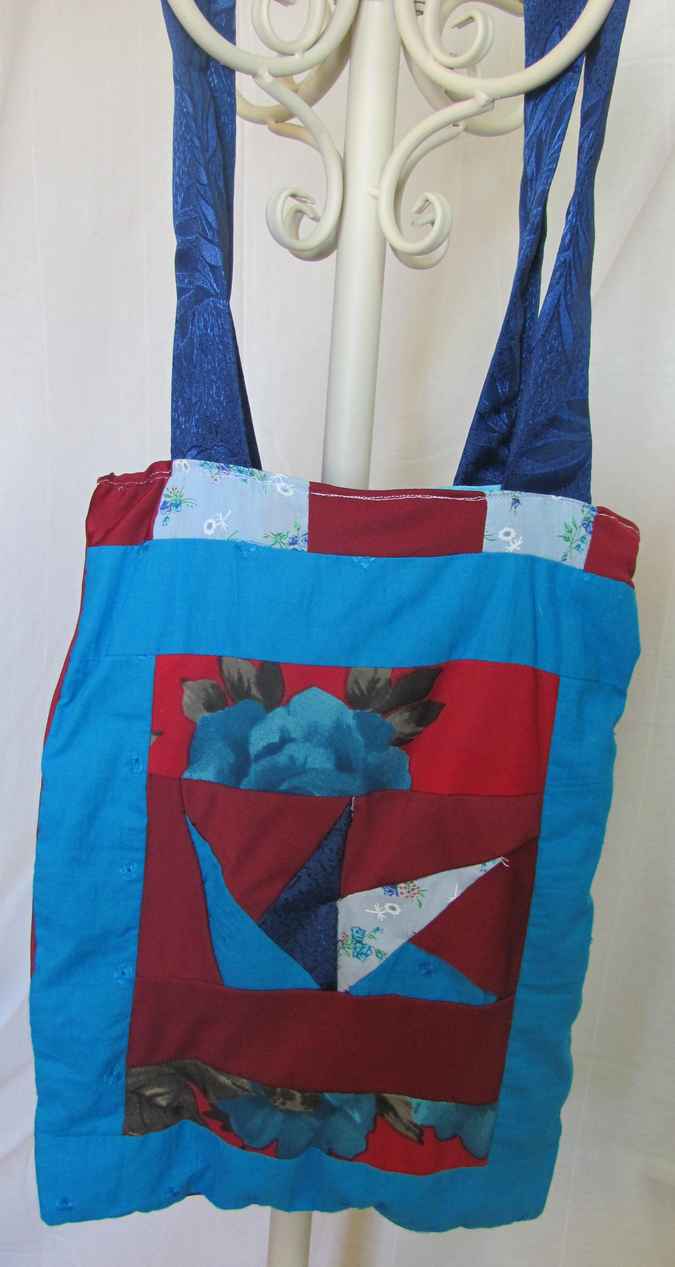 large image of art item: bag – blue red geometric