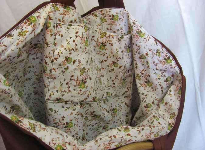 large image of art item: bag – brown crochet flower orange black green button orange
