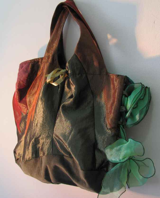 large image of art item: bag – brown lace green