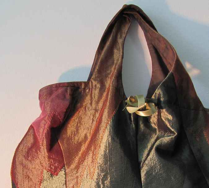 large image of art item: bag – brown lace green