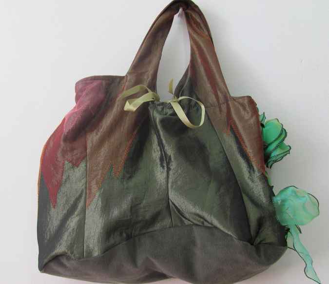 large image of art item: bag – brown lace green