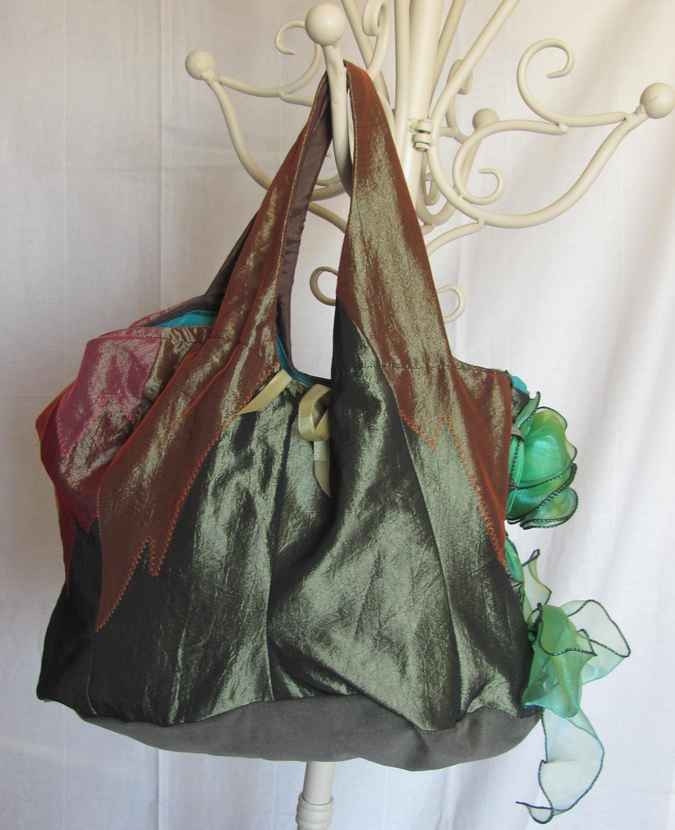 large image of art item: bag – brown lace green