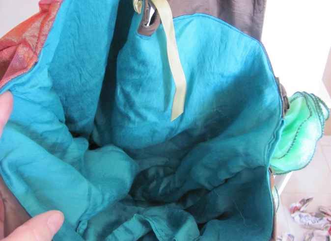 large image of art item: bag – brown lace green