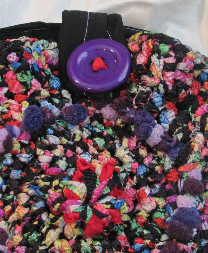 large image of art item: bag – button purple crochet colorful