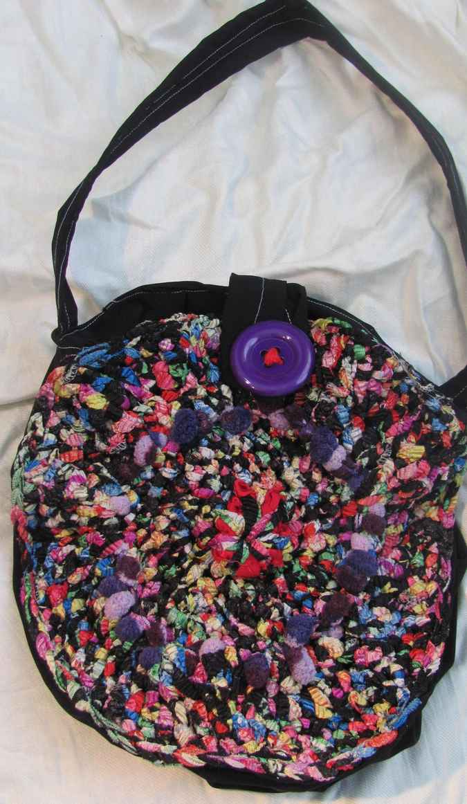 large image of art item: bag – button purple crochet colorful