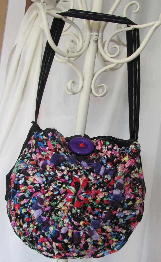 large image of art item: bag – button purple crochet colorful