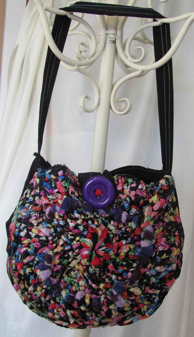 large image of art item: bag – button purple crochet colorful