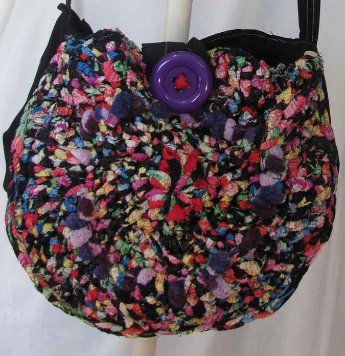 large image of art item: bag – button purple crochet colorful