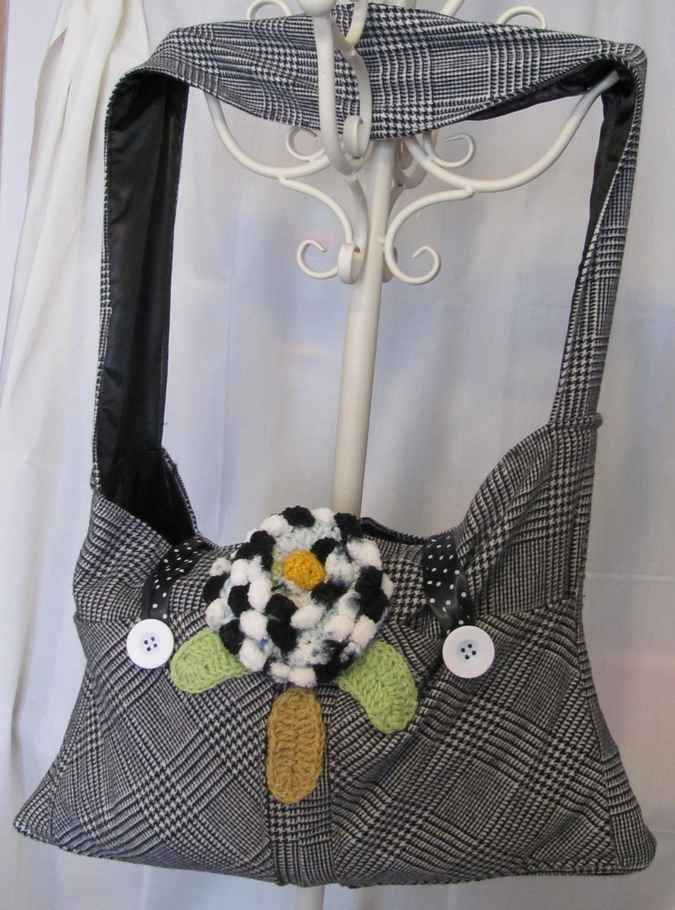 large image of art item: bag – checkered black and white