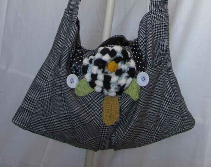 large image of art item: bag – checkered black and white