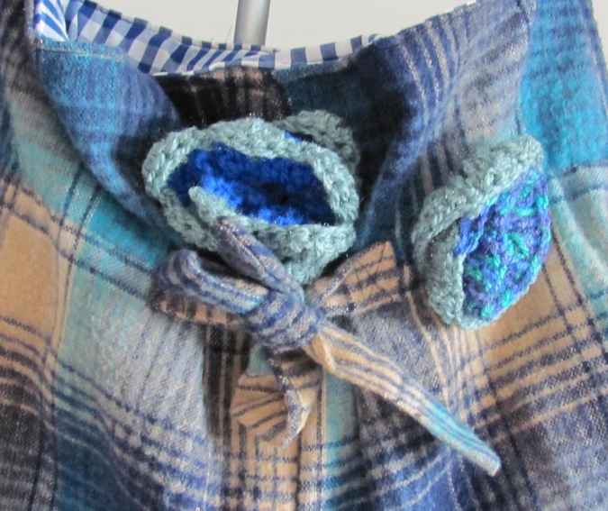 large image of art item: bag – checkered blue flowers crochet blue