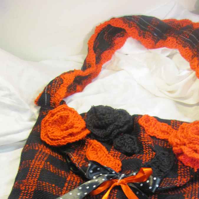 large image of art item: bag – checkered orange black