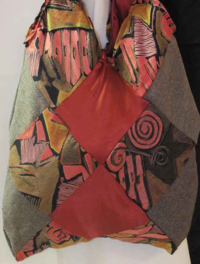 large image of art item: bag – crimson brown squares