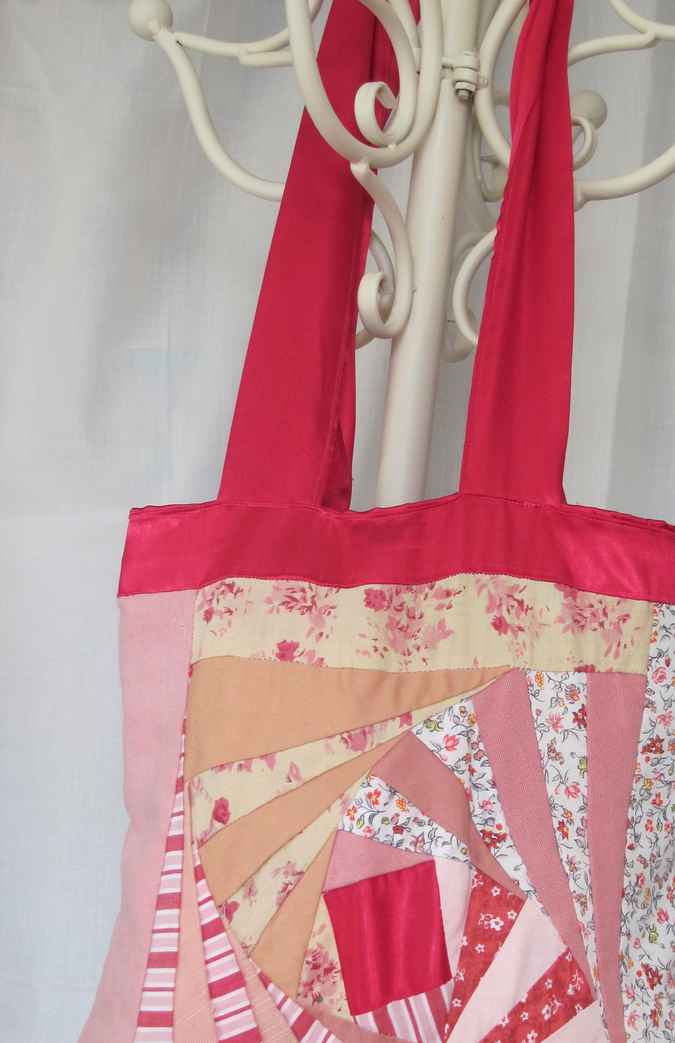 large image of art item: bag – crimson pink cream geometric spiral