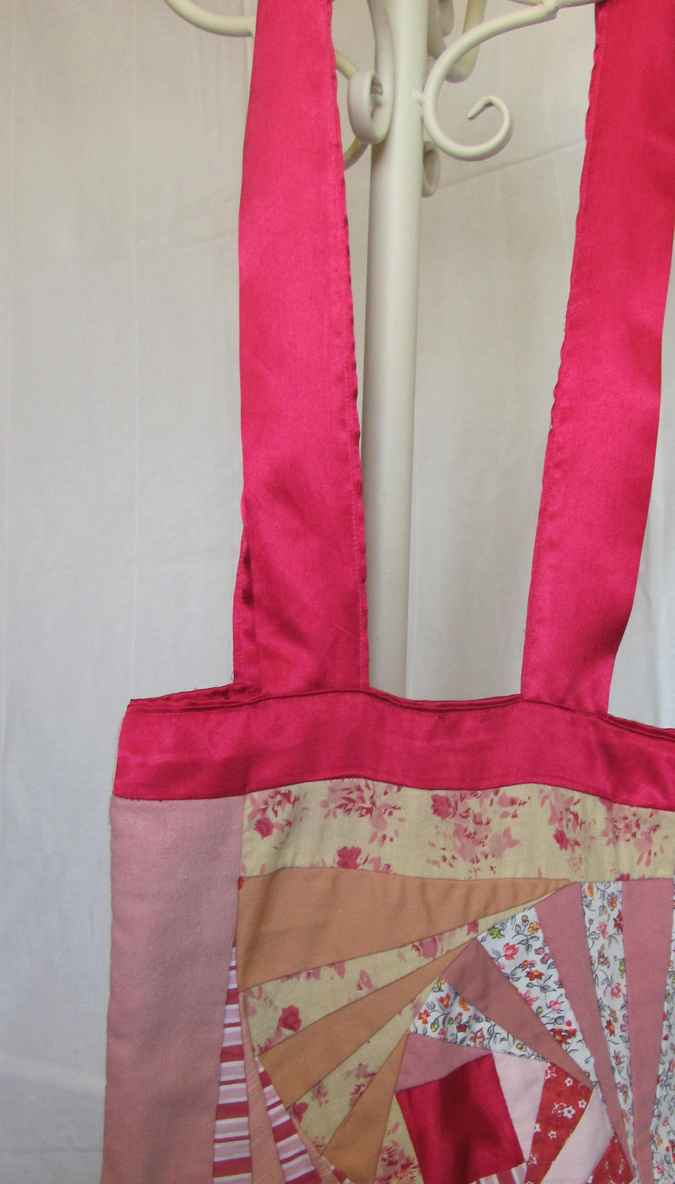 large image of art item: bag – crimson pink cream geometric spiral