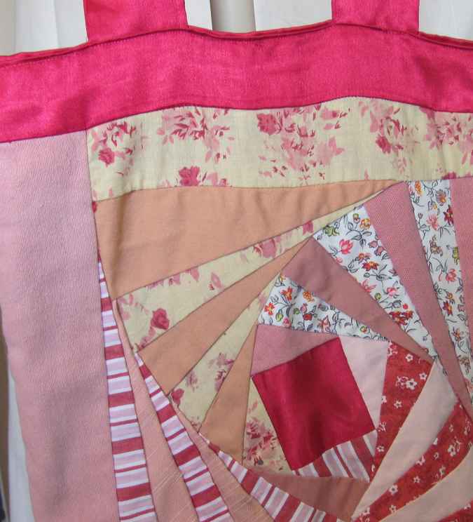 large image of art item: bag – crimson pink cream geometric spiral