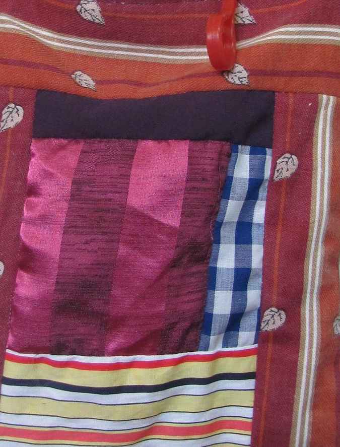 large image of art item: bag – crimson quiltwork with oriental girl motif