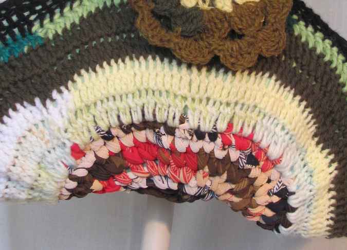 large image of art item: bag – crochet flowers yellow green black