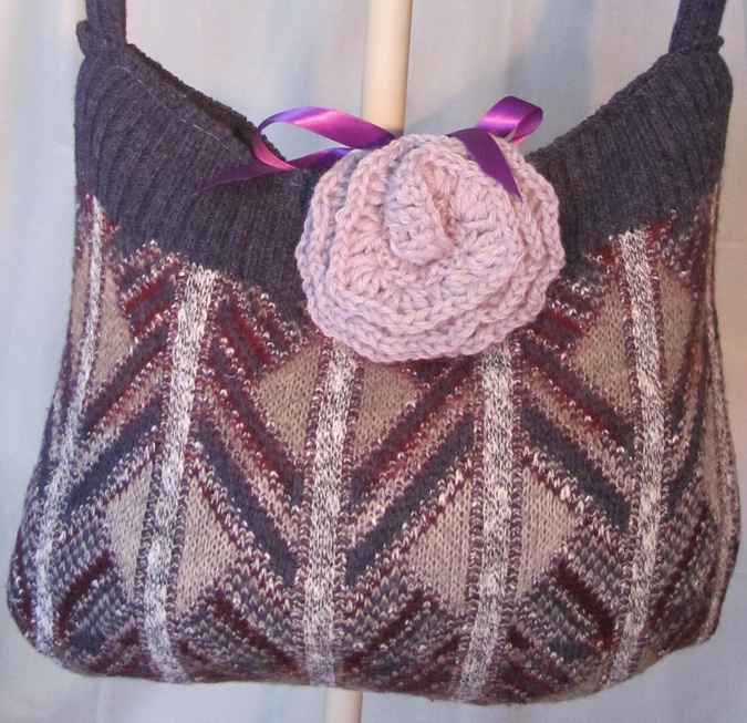 large image of art item: bag – crochet purple flower purple