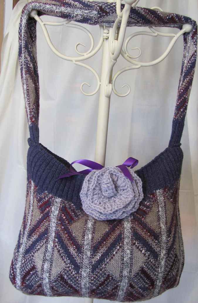large image of art item: bag – crochet purple flower purple