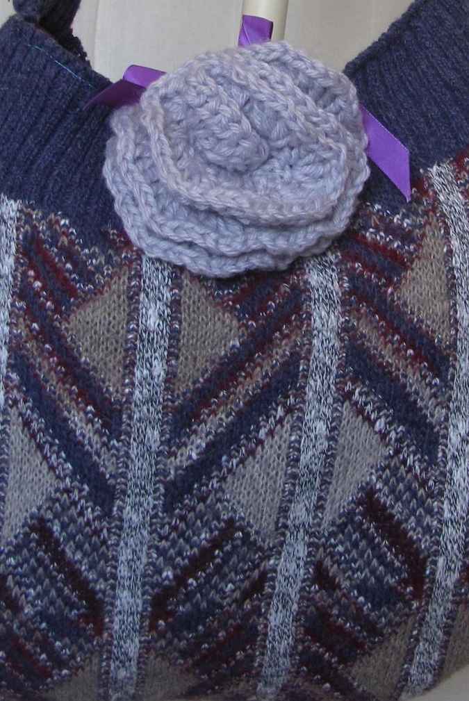 large image of art item: bag – crochet purple flower purple