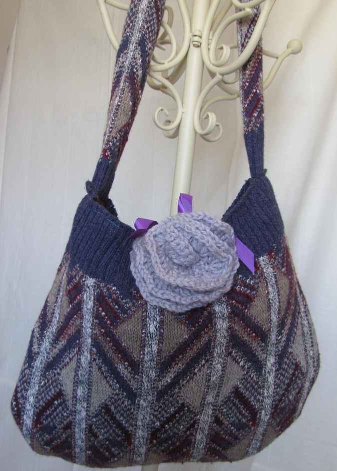 large image of art item: bag – crochet purple flower purple